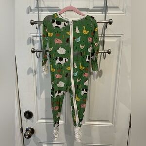 Little Sleepies Green Farm Animals Bamboo Viscose Zippy